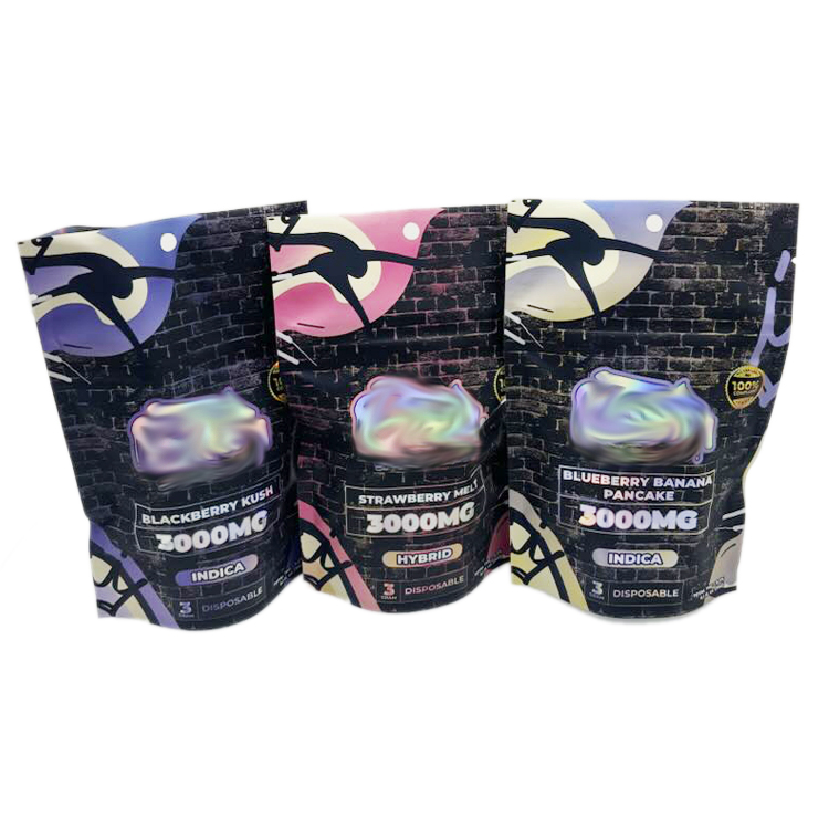 Custom Printed Resealable 3.5g 7g 28g Die Cut Shape Smell Proof Child Resistant Proof Holographic Zipper Ziplock Mylar Bags