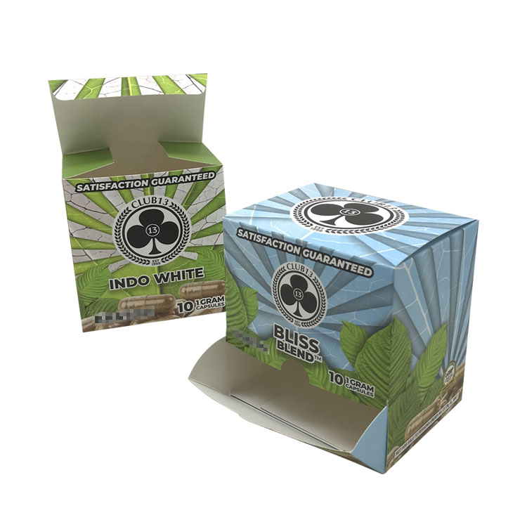 custom printed logo Kratom shots packaigng shipping POP display boxes hot sale pre roll packaging paper box 